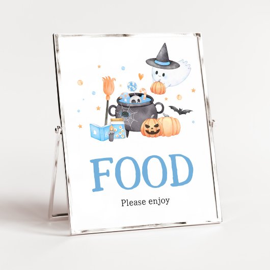 Baby brouwt blauw Halloween Baby shower eten Poster
