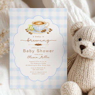 Baby Brouwt Blauwe Koffie Baby Shower Uitnodiging