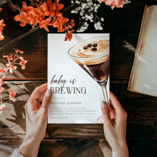Baby brouwt Espresso Martini Baby shower Kaart