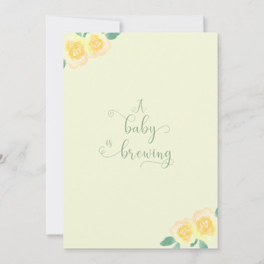 Baby brouwt geel theepot Baby shower Kaart (Achterkant)