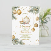 Baby brouwt gouden kerstballen Baby shower Kaart (Staand voorkant)