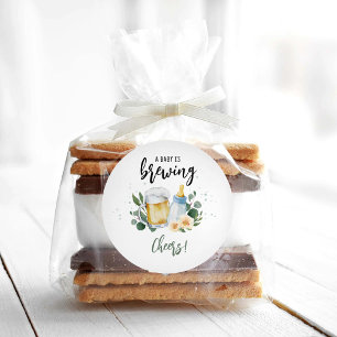 Baby Brouwt Groene Baby Shower Blij Ronde Sticker