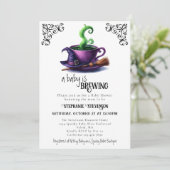 Baby brouwt heksenkoffie Halloween Baby shower Kaart (Staand voorkant)