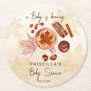 Baby brouwt herfst herfst baby shower gunsten ronde kartonnen onderzetter