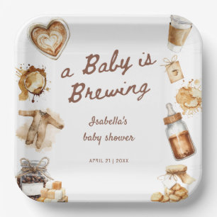 Baby Brouwt Koffie Bruine Baby Shower Papieren Bordje