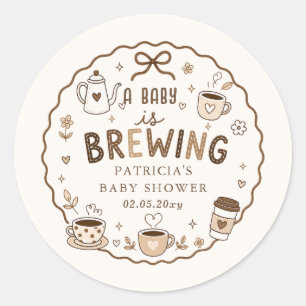 Baby Brouwt Koffie Geslacht Neutrale Baby Shower Ronde Sticker