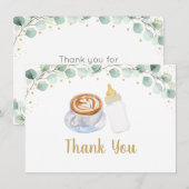 Baby brouwt koffie groen dank je bedankkaart (Voorkant / Achterkant)