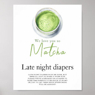 Baby brouwt matcha Laat nachts luierspel  Poster