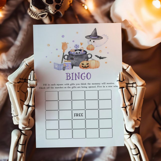 Baby Brouwt Paarse Halloween Bingo Spel (Baby is Brewing Baby Shower Bingo Game)