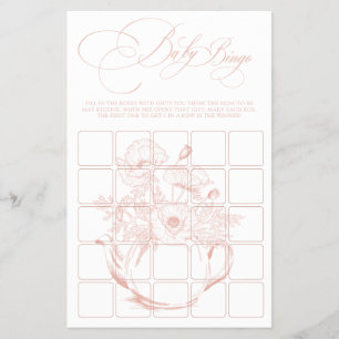 Baby brouwt  Roze Bloemen Baby Bingo Flyer