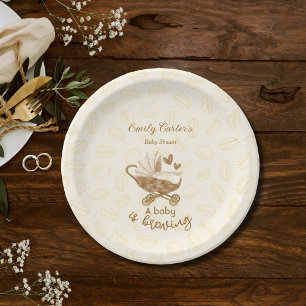 Baby brouwt Schattigee Pram Baby shower Borden Papieren Bordje