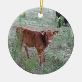 Baby bruine Koe . Keramisch Ornament