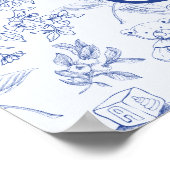 Baby brunch blauw toile lint baby shower welkom poster (Hoek)