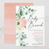 Baby brunch blos roze groen bloemenmeisje douche kaart (Voorkant / Achterkant)