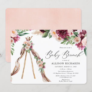 Baby brunch boho rustieke herfst bloemenmeisje dou kaart