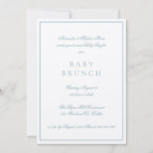 Baby Brunch Elegant Formele Kalligrafie Blauw Kaart (Voorkant)