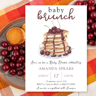 Baby Brunch Pannenkoeken Sweet Cherry Baby shower Kaart