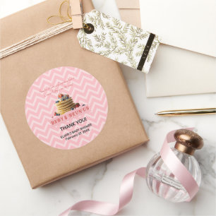 Baby & Brunch Roze Aardbeienpannenkoeken Baby show Ronde Sticker