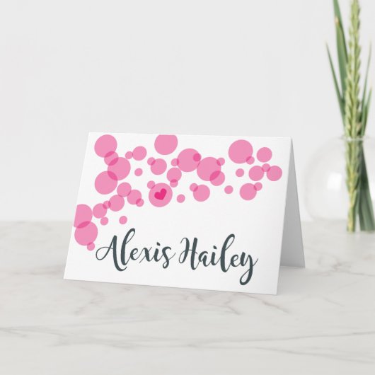 Baby Bubbles Bedankt Roze Notitiekaartje (Voorkant)