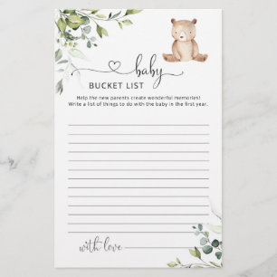 Baby bucket list eucalyptus beer baby shower