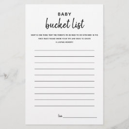 Baby Bucket List Minimalistisch Baby shower game