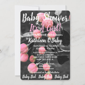 BABY BUD FOTO BABY GIRL SHOWER INVITATION KAART