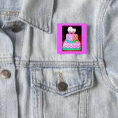 Baby Buggy Cake - Girl Vierkante Button 5,1 Cm (In situ)