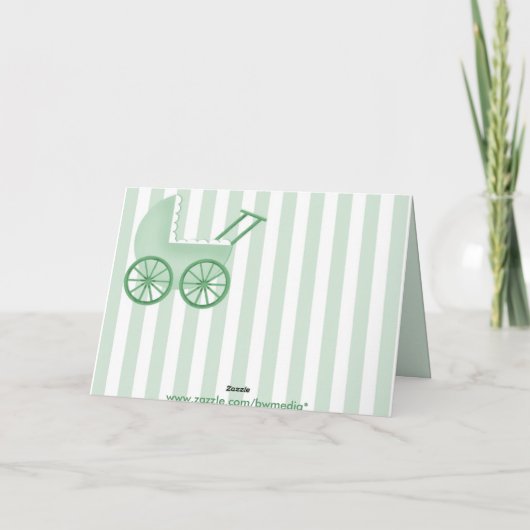 Baby buggy gestreept dank u bedankkaart (Achterkant)