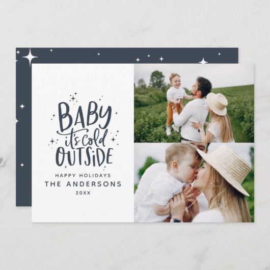 Baby buiten de typografie save the date (Voorkant / Achterkant)