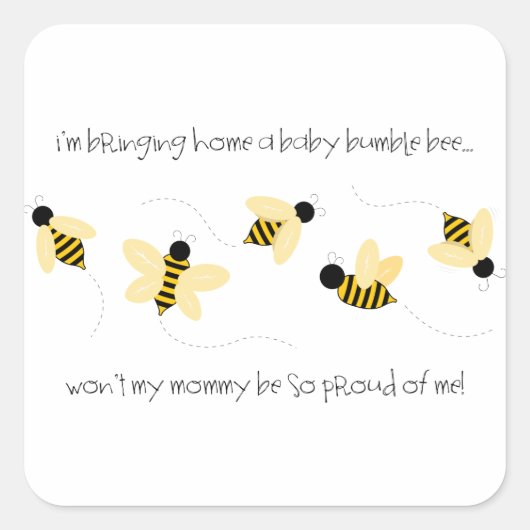 Baby Bumble Bee Vierkante Sticker (Voorkant)