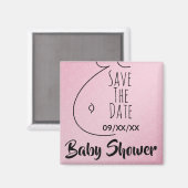 Baby Bump Pink Hearts Baby shower Bewaar de datum Magneet (Voorkant / Achterkant)