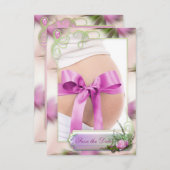 Baby Bump & Roze Magnolia Save the Date (Voorkant / Achterkant)