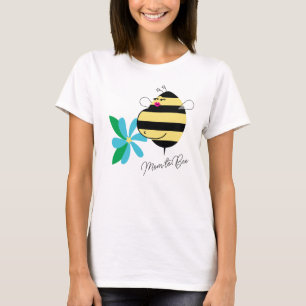 Baby Bump Turquoise Blauwe Bloemige Moeder wordend T-shirt