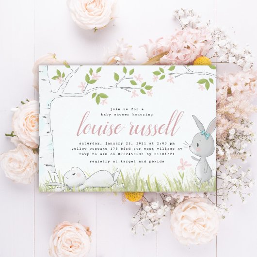 baby bunny baby shower kaart
