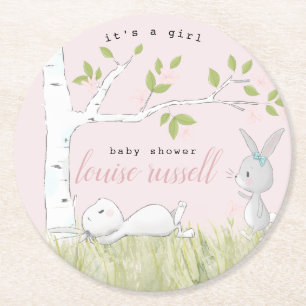 baby bunny baby shower ronde kartonnen onderzetter