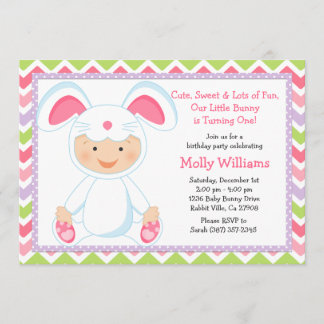 Baby Bunny Birthday Party Invitation Kaart