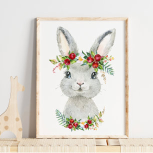 Baby Bunny Bosdier Kinderkamer Mooie Muurkunst Poster