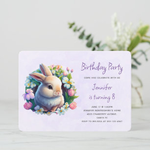 Baby Bunny in Spring Flowers Birthday Kaart
