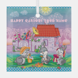 Baby Bunny little  Glas Ornament