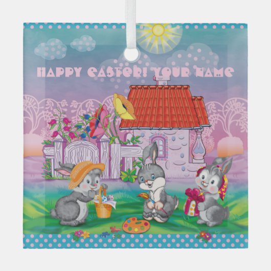 Baby Bunny little Glas Ornament (Voorkant)