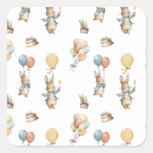 Baby Bunny met ballonnen Vierkante Sticker