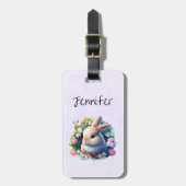 Baby Bunny onder Colorful Spring Flowers Bagagelabel (Voorkant verticaal)