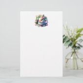 Baby Bunny onder Colorful Spring Flowers Briefpapier (Staand voorkant)