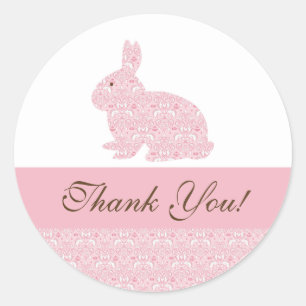Baby Bunny Rabbit Baby shower Sticker Dank u
