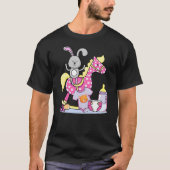 BABY BUNNY RABBIT ON ROCKING HORSE T-SHIRT (Voorkant)