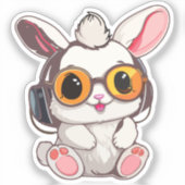 Baby Bunny Sticker with Headphones (Recto)