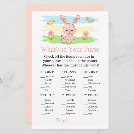 Baby bunny Wat zit er in je handtas? (Voorkant / Achterkant)