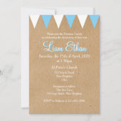 Baby Bunting Baptême Bleu Christening Invitation (Devant)