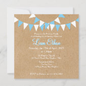 Baby Bunting Baptême Bleu Christening Invitation (Devant)