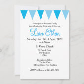 Baby Bunting Baptême Bleu Christening Invitation (Devant)
